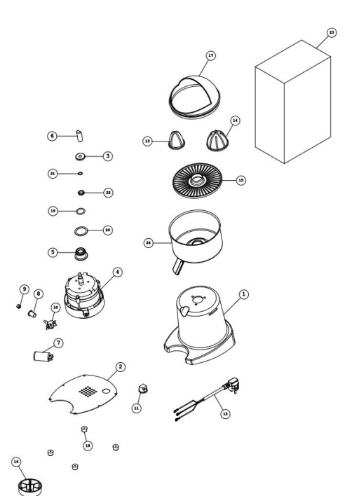 Horeca Parts COM - Citrus squeezer 0.25 kW, 240x200x370 mm Ceado S98