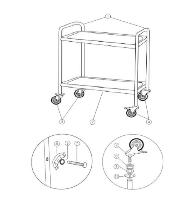Horeca Parts COM - Hendi 2-shelf cart 810002, 810095