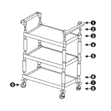 Horeca Parts COM - 3-shelf waiter's trolley in polypropylene, 800 x 410 x (H) 950 mm, AmerBox