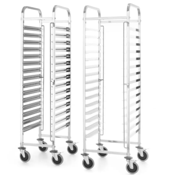 Horeca Parts COM - Sheet transport trolley 15× 600 x 400 mm, Kitchen Line, 15 tray rails 600 x 400, silver, 470 x 620 x (H) 1735 mm, Hendi