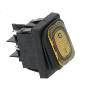 Horeca Parts COM - Rocker switch installation dimension 30x22mm 250V 20A 2NO male 6.3mm symbol 0-I rectangular yellow (3319512)