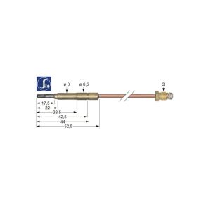 Horeca Parts COM - Thermocouple M8x1 length 1500mm connection to burner diameter 6mm(6.5mm)