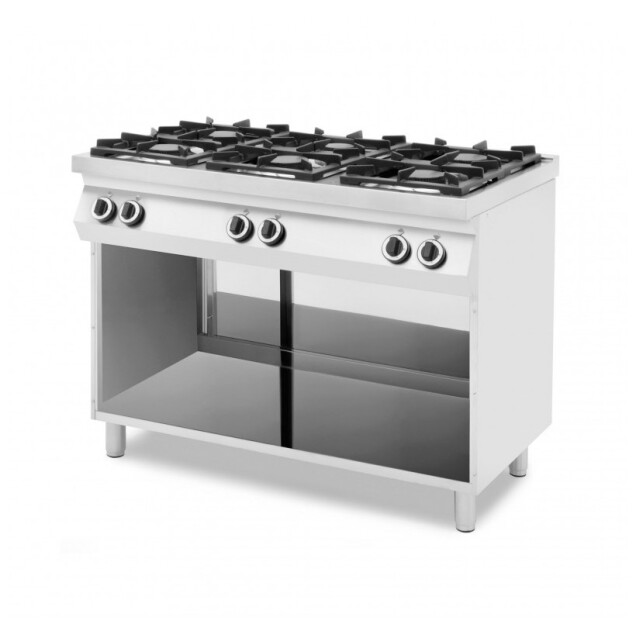 Horeca Parts COM - 6-burner gas stove on a base enclosed on three sides, with gas or convection oven, HENDI, 1200x700x(H)900mm